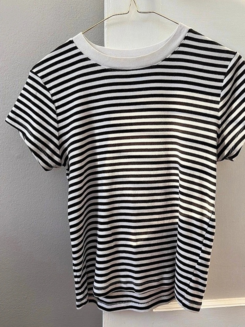 Madewell Striped Short Sleeve Tee in Black & White Size Small